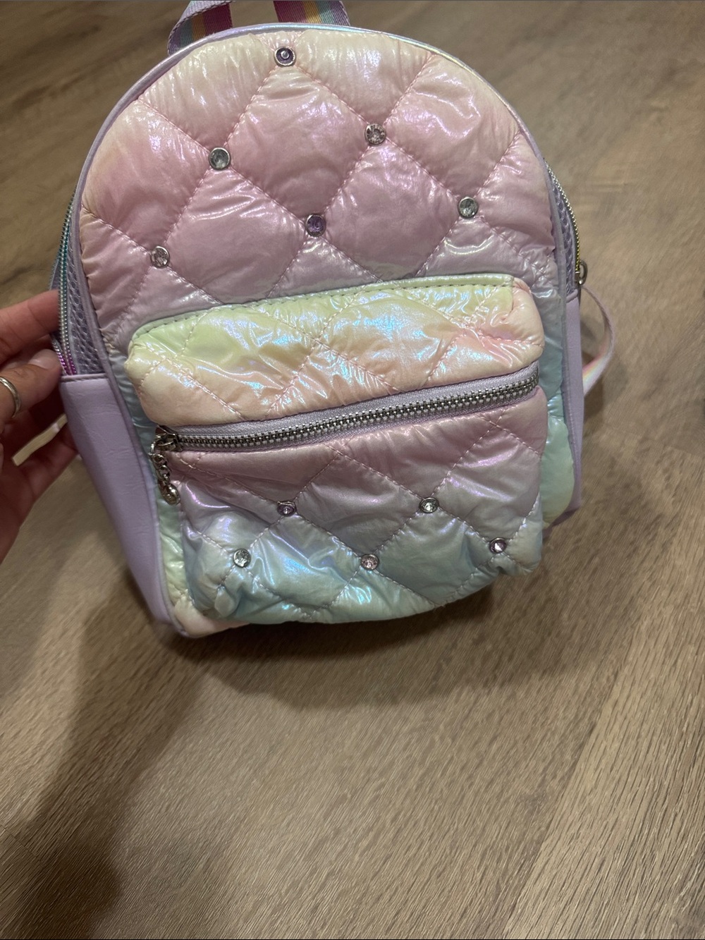 Iridescent Quilted Mini Backpack - Pastel Multi